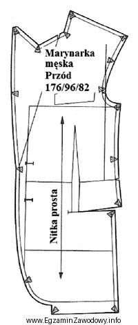Przedstawiony na rysunku element marynarki męskiej opracowany na podstawie 
