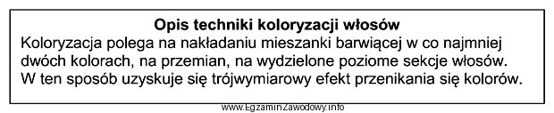 Opisany sposób koloryzacji włosów jest nazywany techniką