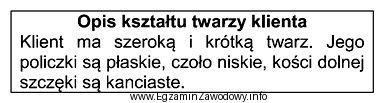 Przedstawiony opis dotyczy twarzy klienta o kształcie