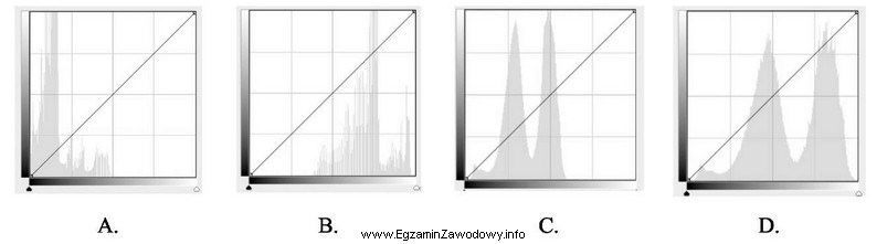 Który z histogramów przedstawia zbyt jasny obraz?