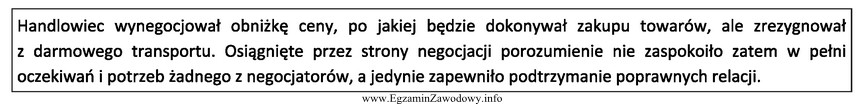 Który styl negocjacji zastosował handlowiec w opisanej sytuacji?