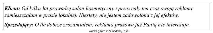 Określ na podstawie fragmentu rozmowy sprzedażowej, którą 