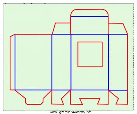 Które linie zaznaczono kolorem czerwonym na rysunku projektu pudeł