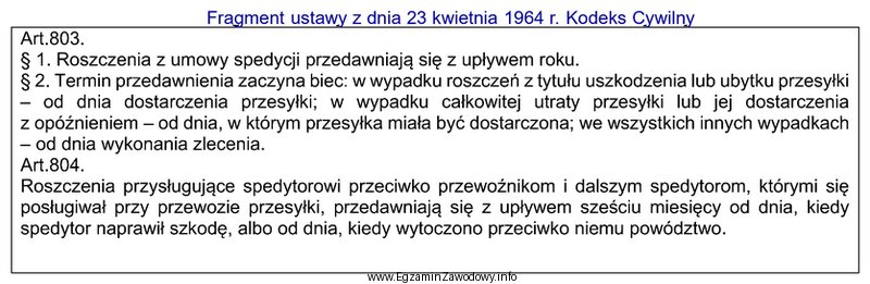 Na podstawie zamieszczonego fragmentu kodeksu cywilnego, wskaż od kiedy rozpoczyna 