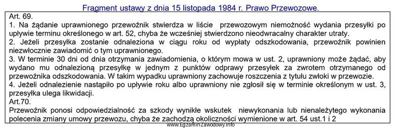 Na podstawie zamieszczonego fragmentu ustawy, określ w którym 