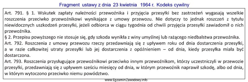 Kiedy przedawniają się roszczenia przysługujące przewoźnikowi przeciwko innym 