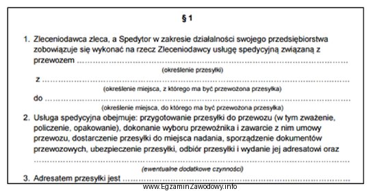 Na rysunku został przedstawiony fragment umowy