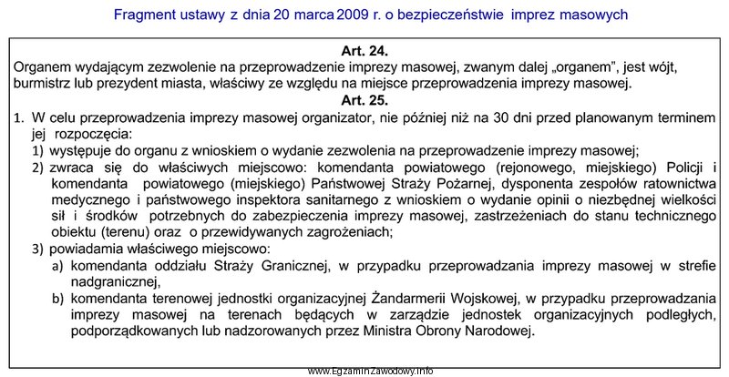 Zezwolenie na przeprowadzenie imprezy masowej, zgodnie z ustawą o bezpieczeń