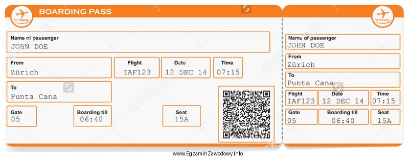 Z przedstawionego biletu lotniczego wynika, że procedura wpuszczania pasaż