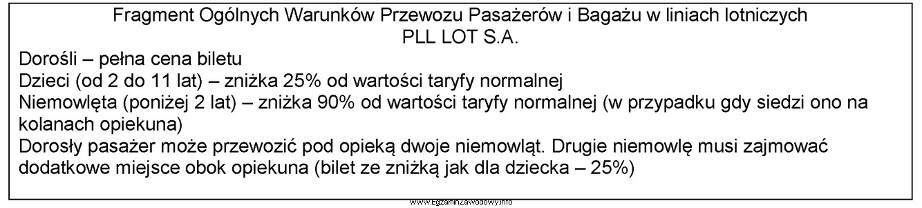 Na podstawie fragmentu Ogólnych Warunków Przewozu Pasażeró