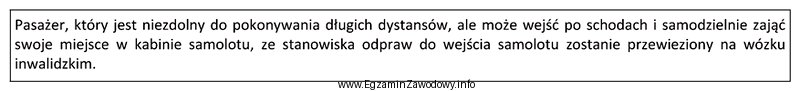 Który kod określający rodzaj asysty dla pasaż