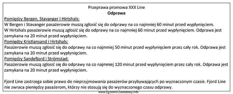 Zgodnie z informacją przewoźnika, pasażer wypływający promem 