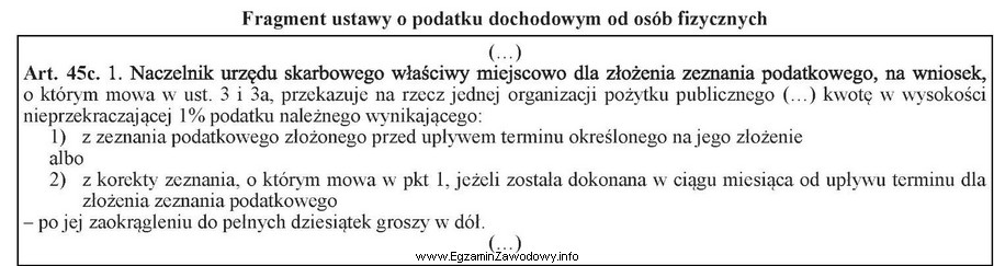 Korzystając z zamieszczonego fragmentu przepisów ustawy o podatku 