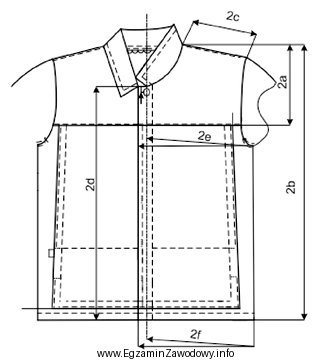 Na podstawie rysunku technicznego przodu bluzy roboczej wskaż wymiar-wysokość 