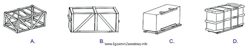 Na którym rysunku przedstawiono skrzynię do przewozu drogą morską 