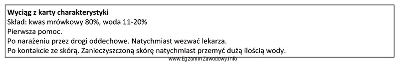 W wypadku oblania skóry kwasem mrówkowym należy