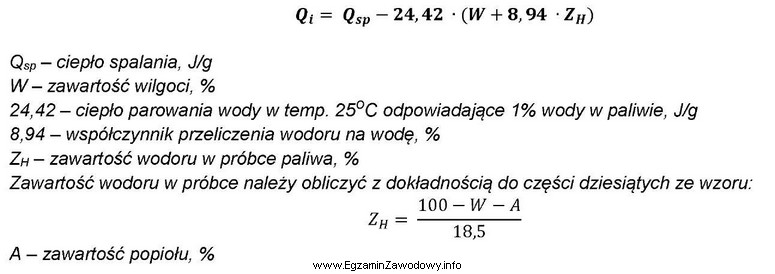 Określ wartość opałową (Q<sub>i</sub>) 