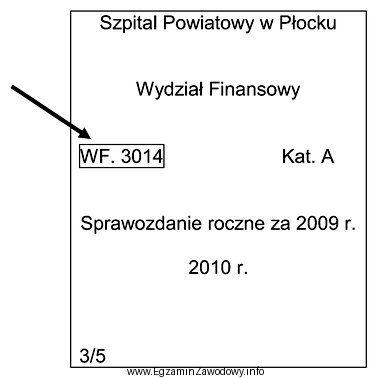 Na zamieszczonym opisie teczki aktowej element zaznaczony strzałką, to