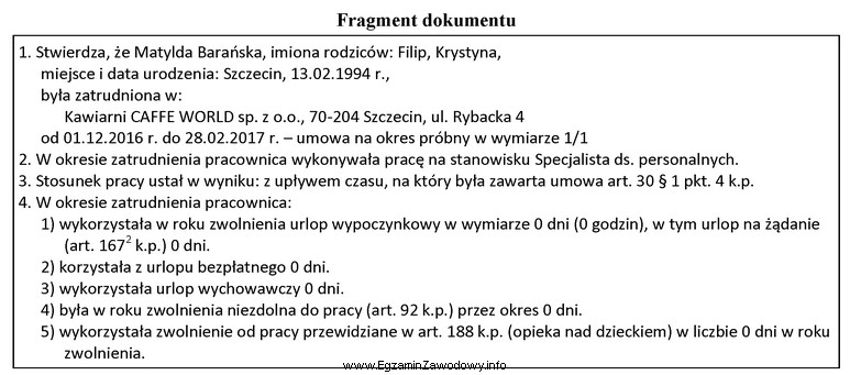 Na podstawie zamieszczonego fragmentu wskaż jaki to dokument.