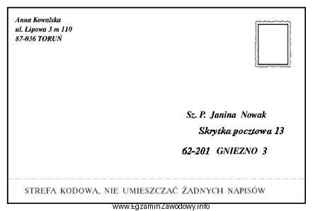 Klient wysyłając przedstawioną na rysunku przesyłkę korzysta 