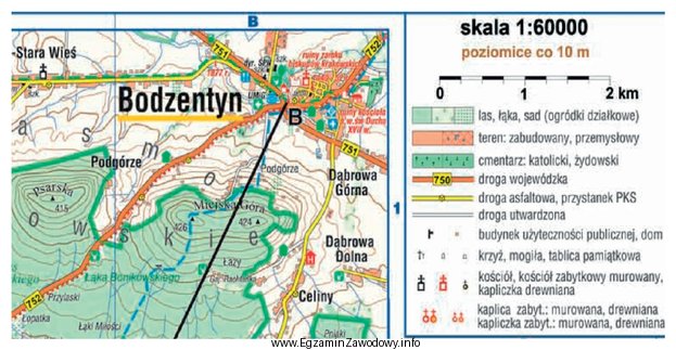 Z zamieszczonej mapy wynika, że 1 cm na mapie odpowiada