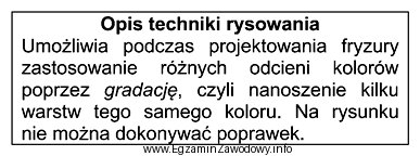 Przedstawiony opis dotyczy wykonania projektu fryzury techniką