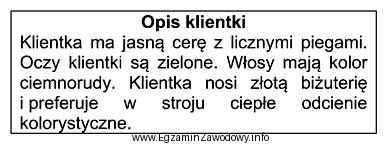 Przedstawiony opis dotyczy klientki reprezentującej kolorystyczny typ urody