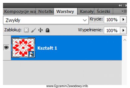 Na rysunku przedstawiono panel programu Adobe Photoshop zawierający warstwę