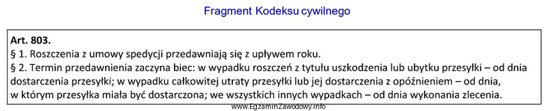 Kiedy przedawni się roszczenie z tytułu uszkodzenia przesyłki, 