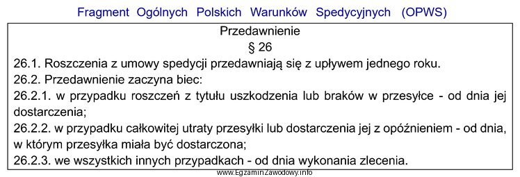 Zgodnie z przedstawionym fragmentem OPWS roszczenie wynikające z umowy 