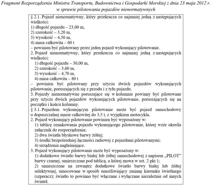 Na podstawie zamieszczonego fragmentu rozporządzenia, pojazd przekraczający dł