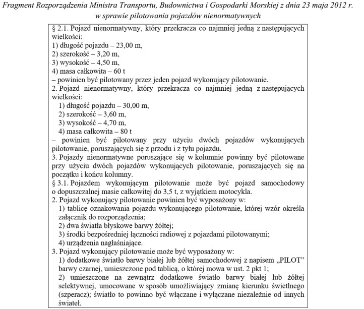 Na podstawie zamieszczonego fragmentu rozporządzenia, pojazd przekraczający dł