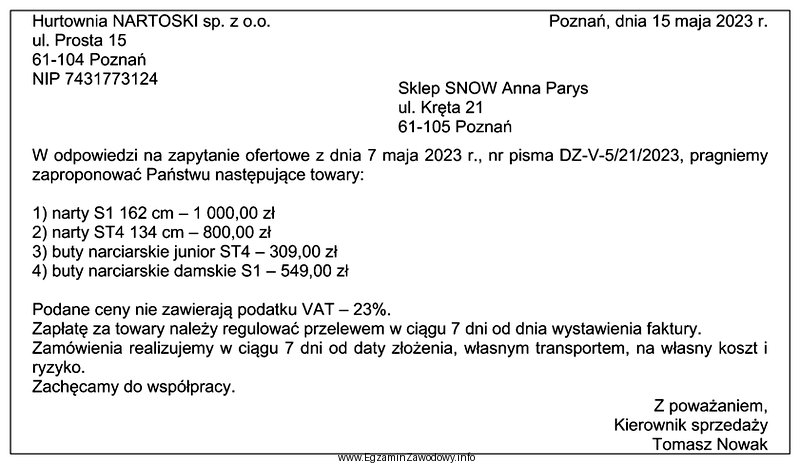 Zamieszczony dokument to