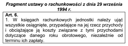 Którą zasadę rachunkowości opisuje przedstawiony fragment ustawy o 