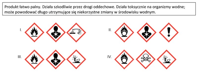 W karcie charakterystyki chlorobenzenu podano następujące informacje:<br/> 