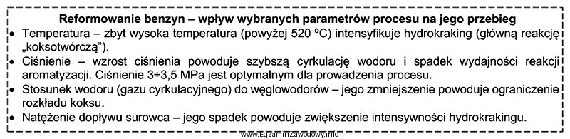 Podczas prowadzenia procesu katalitycznego reformowania benzyn zaobserwowano nadmierne osadzanie się 