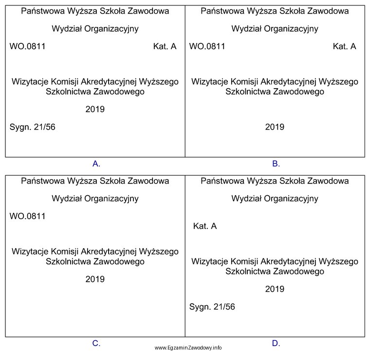 Która z zamieszczonych fiszek, imitujących teczki aktowe zawiera 