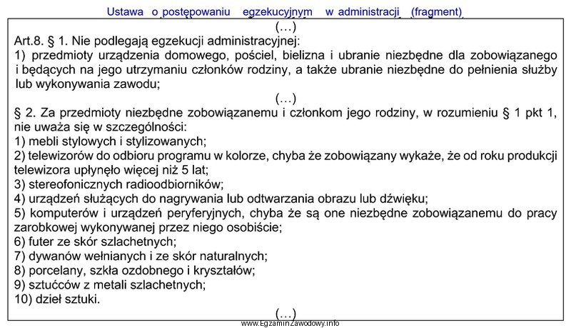 Zgodnie z przytoczonym przepisem, przedmiotem, który nie podlega egzekucji 