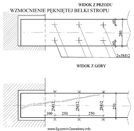 Do wykonania wzmocnienia pękniętej belki stropu, przedstawionej na 