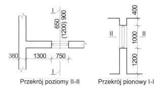 Otwór w przegrodzie budynku przedstawiony na rysunkach jest otworem