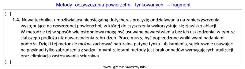 Którą z metod oczyszczania powierzchni tynkowanych opisano w tabeli?