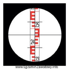 Zgodnie z przedstawionym na rysunku obrazem widocznym w lunecie niwelatora, 