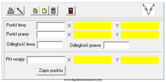 Zamieszczone okno programu geodezyjnego przeznaczone jest do obliczeń współ