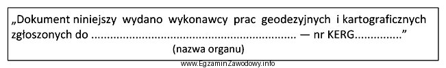 Skrót KERG, umieszczany w klauzuli znajdującej się na 