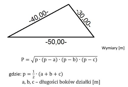 Oblicz pole powierzchni działki na podstawie szkicu poglądowego 