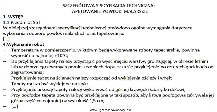 Na podstawie fragmentu specyfikacji technicznej określ, kiedy najwcześniej 