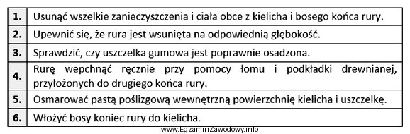 Wskaż zgodną z technologią kolejność wykonania połączenia 