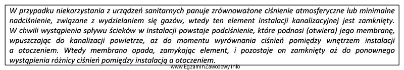 Który element instalacji kanalizacyjnej został opisany w ramce?