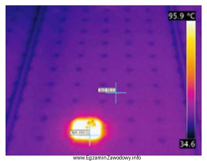 Na podstawie obrazu modułu fotowoltaicznego uzyskanego z kamery termowizyjnej 