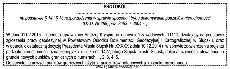 Przedstawiony dokument to fragment Protokołu